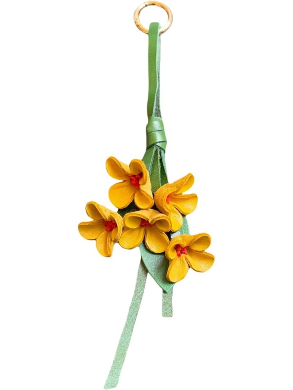 Boho Genuine Leather Flower Keychain | Cute Handbag & Purse Charms for Women